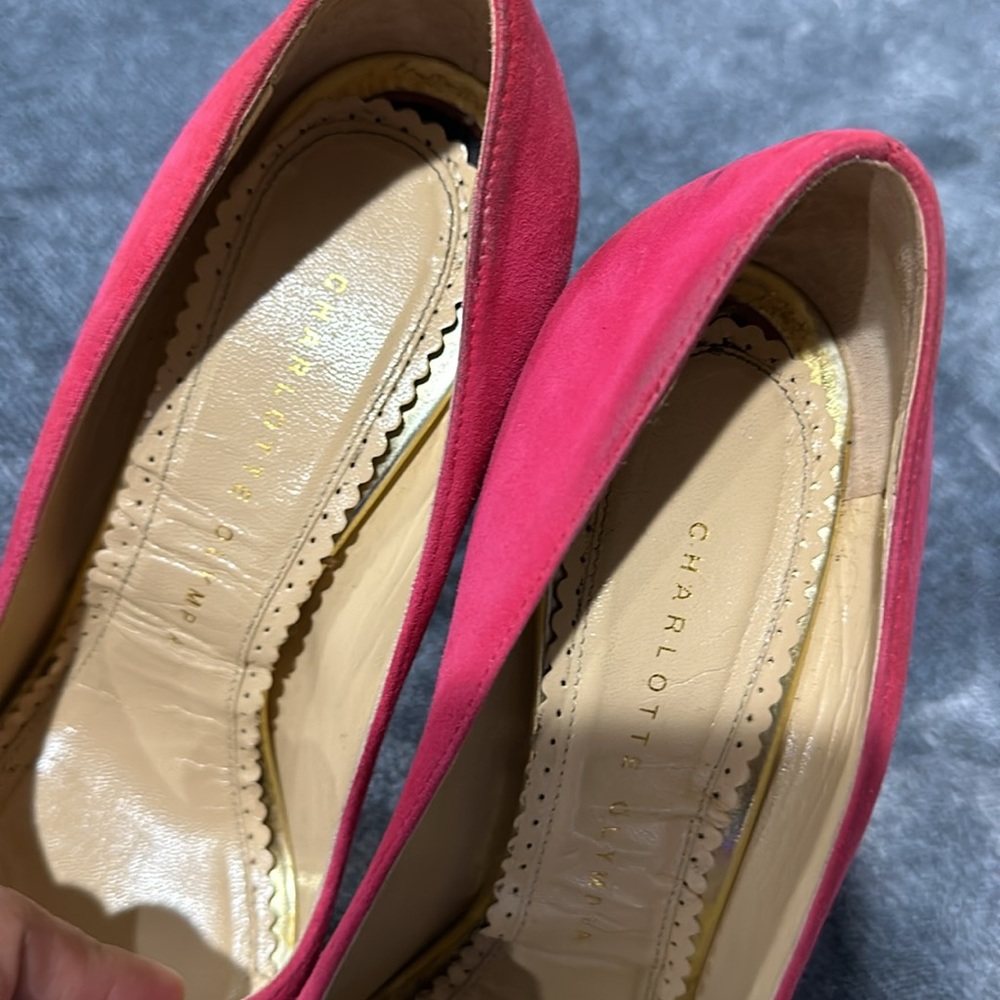 Charlotte Olympia Shoes Size 37 Pink and Gold - Picture 12 of 12